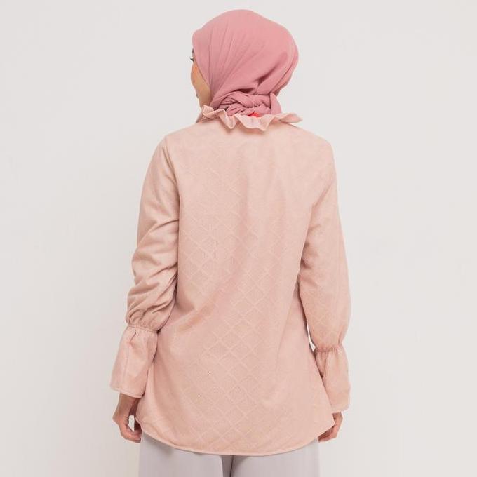 DAUKY Baju Atasan Tunik Panjang Wanita Remaja Muslim M Tunic Lace Katun Ruffles