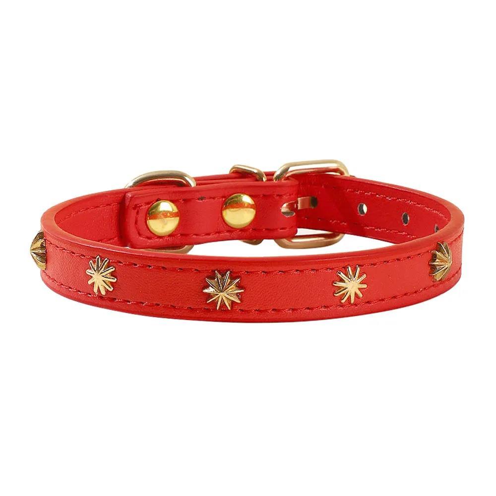 Desainer Kerah Kucing Kulit Kalung Anak Kucing Paku Keling Emas untuk Kucing Aksesoris Anak Anjing K