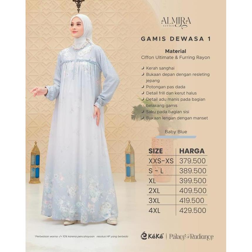 KEKE - SARIMBIT LEBARAN 2026 ALMIRA SERIES BABY BLUE BUSANA MUSLIM COUPLE FAMILY SET LEBARAN TERBARU