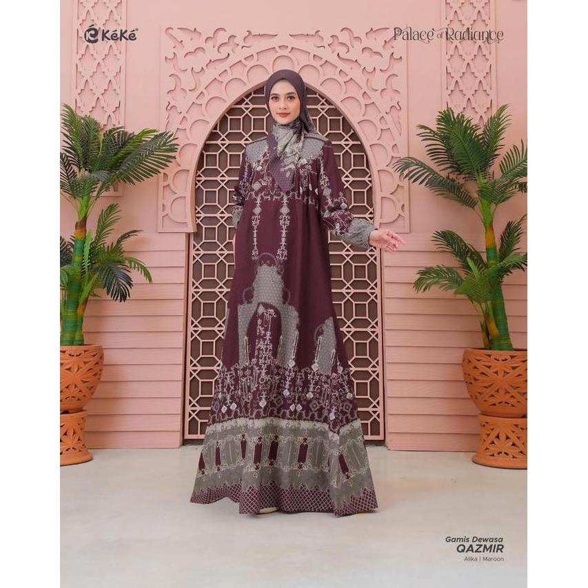 KEKE- Sarimbit Lebaran 2026 Qazmir Series Warna Maroon Busana Muslim Family Set Couple Keluarga