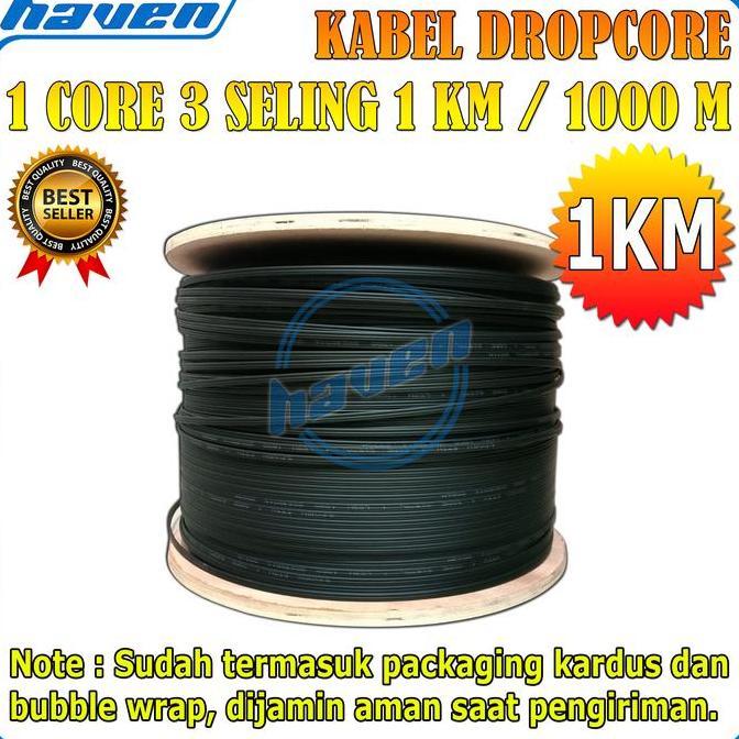 DR346 - Kabel Dropcore 1 Core 3 Seling 1km 1000m Wire Fiber Optic FO 1000meter / Kabel Dropcore 1 Co