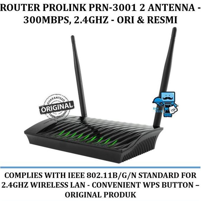 DR267 - Router Prolink PRN-3001 2 Antenna - 300Mbps, 2.4Ghz - Ori & Resmi