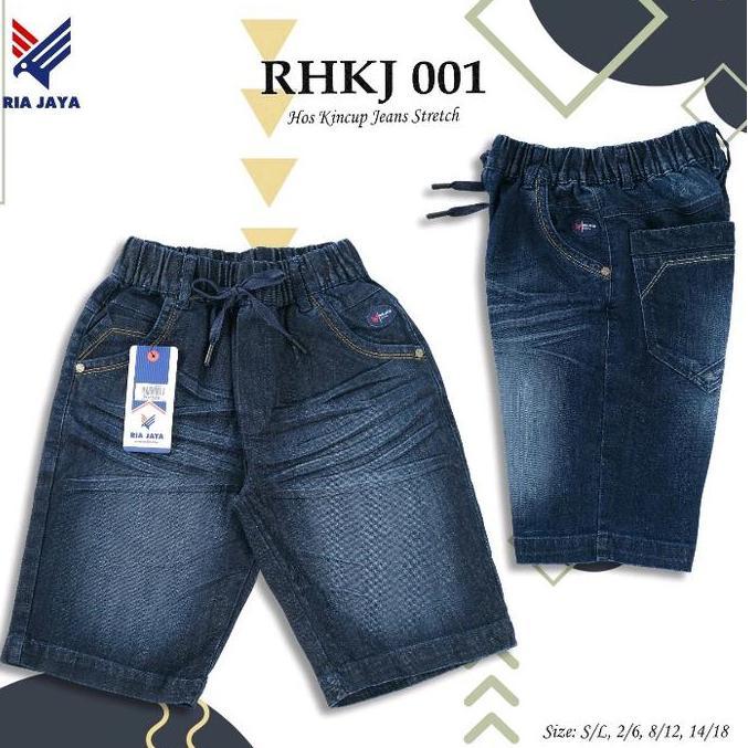 AI54 >> RIA JAYA//1pcsCELANA JEANS PENDEK RIA JAYA USIA 2 TAHUN SAMPAI 15 TAHUN celana JEANS  Hitam 