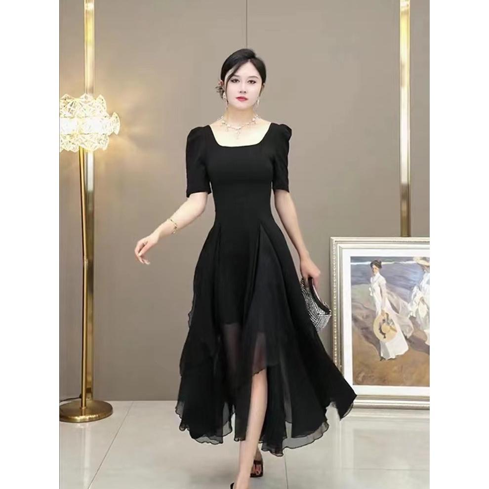 TERMURAH FAN Dress Pesta Hitam Mewah Elegan/Dress Hitam Korea/Long Dress Hitam Polos
