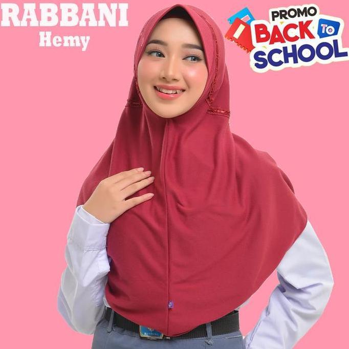 Termurah Rabbani Ori- Kerudung Rabbani Asli Hemy (Pita Melingkar) Kerudung Sekolah Jilbab Instan