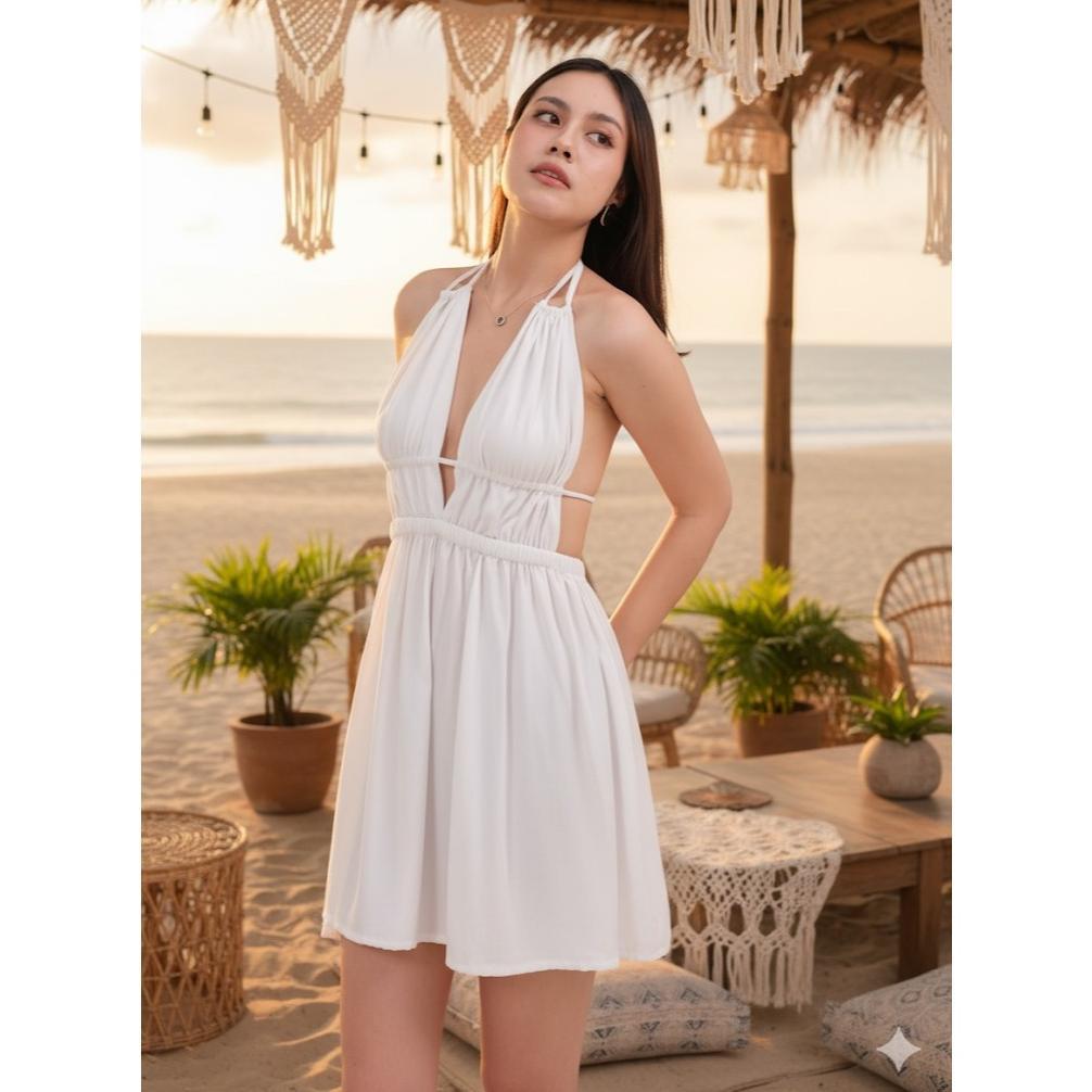 TERBARU Vinci Mini Dress / Dress Pantai Bali Polos Basic / Backless Dress Sexy