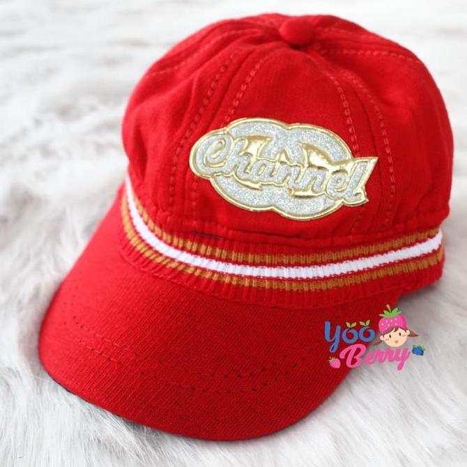 Premium Yooberry Topi Komando Bayi Anak Ripped Glitter Red Pas Di Kepala