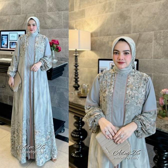 ADM 26 DRESS MUSLIM AMORE BY RUBY GAMIS CERUTY BABYDOLL VIRAL KEKINIAN SET HIJAB DAILY WEAR