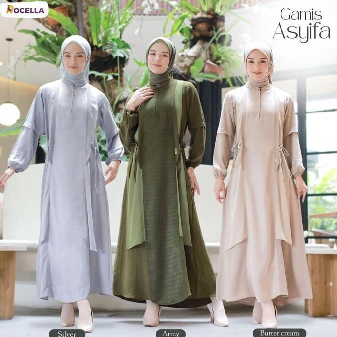 Gamis Wanita Muslimah Syari Rocella Gamis Asyifa Premium Jumbo Terbaru