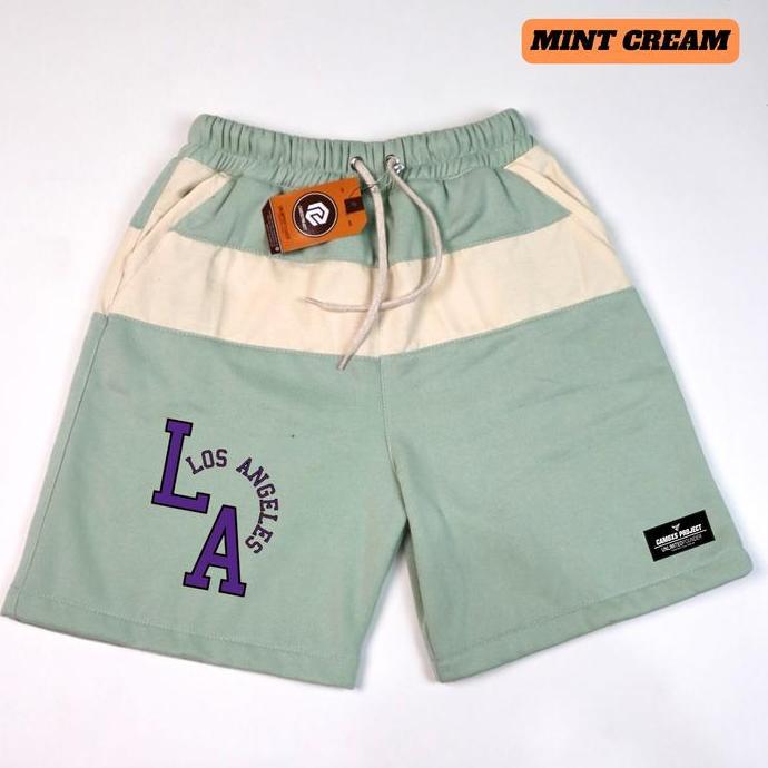 DV284 - CAMOXS Celana Pendek Pria Kombinasi Bahan Fleece Tebal | Celana Pendek  | Celana Cargo | Cel