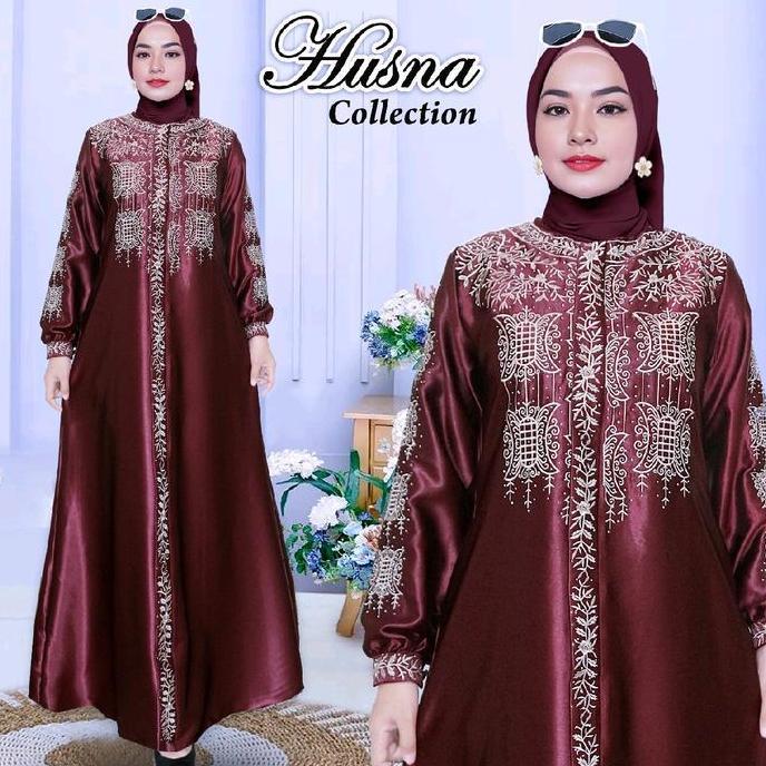 Gamis Bordir Tanam Pintu Aceh Bahan Crystal - Gamis Kristal Full Bordir Payet Size Jumbo - Kombinasi