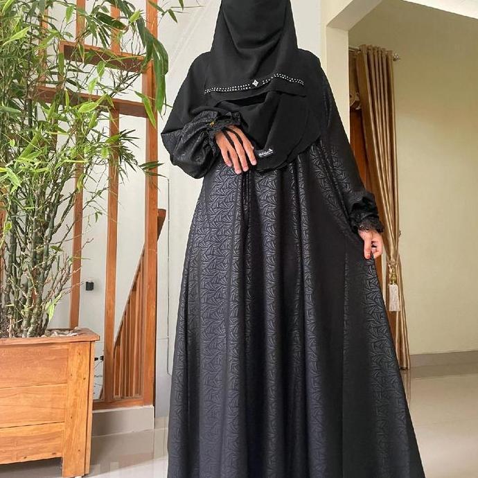 GAMIS EMBOS FUll HITAM MUSLIMAH MODERN cuple kids&mom abaya Termurah