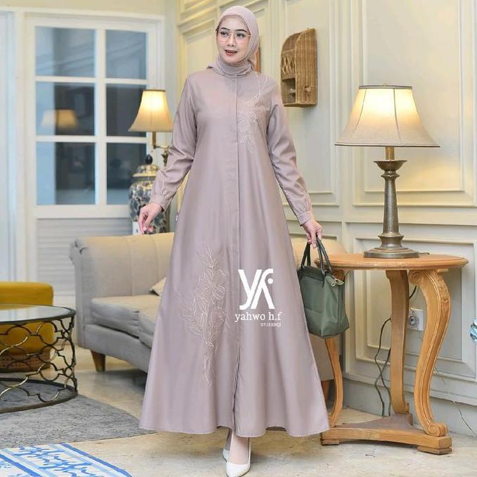 gamis katun toyobo fodu gamis katun bordir gamis mewah gamis bordir kembang gamis katun Muslim Wanit