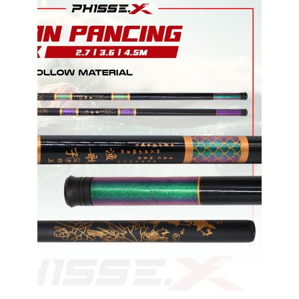 TERLARIS (COD) PHISSE.X JORAN PANCING 2.7M - 4.5M TEGEK CARBON HOLLOW - Pilihan Panjang Fleksibel Le