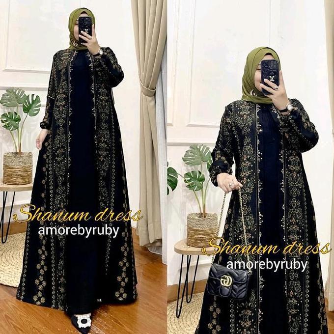 damla id gamis produk terbaru 2023 amore by ruby edisi shanum dress Wanita Muslim Motif Cantik Crepe