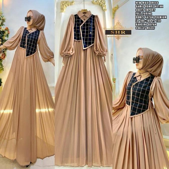 SHR ori terbarugamis set rompi kotak cantik