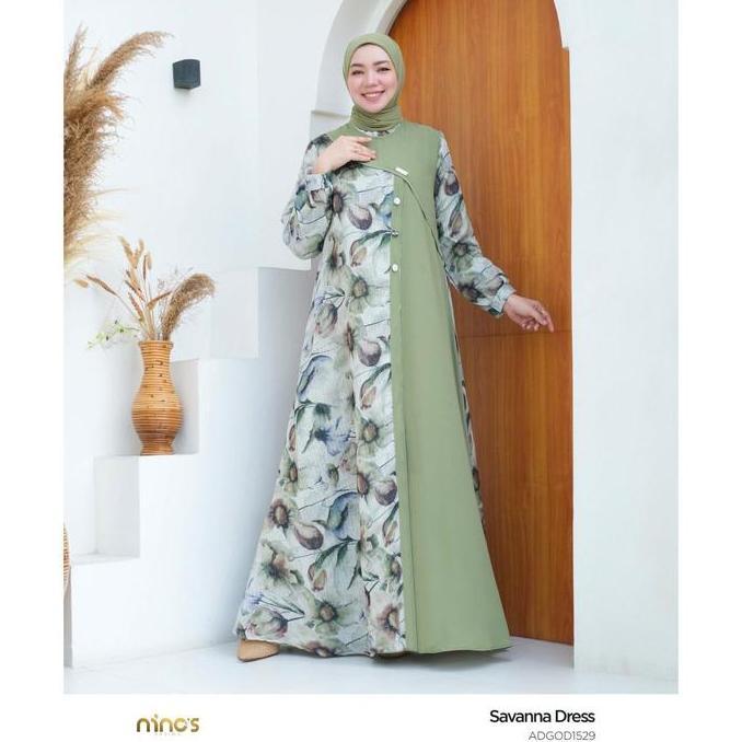 SAVANNA DRESS BY NINOS DESN ceruty diamond Hh Lembut ca Muslim Nyaman Panjang Wanita Gamis Mewah Mot