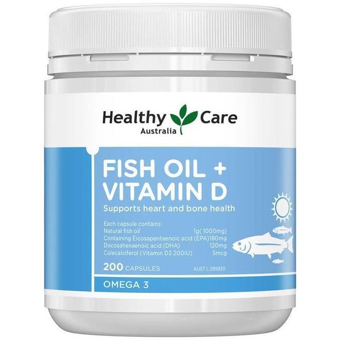 Healthy care Fish Oil + Vitamin D 200 Capsules