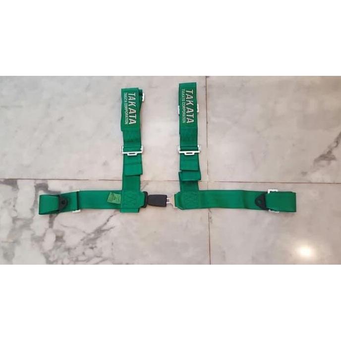 Seatbelt Racing Takata 2 point Buckle Green - Black