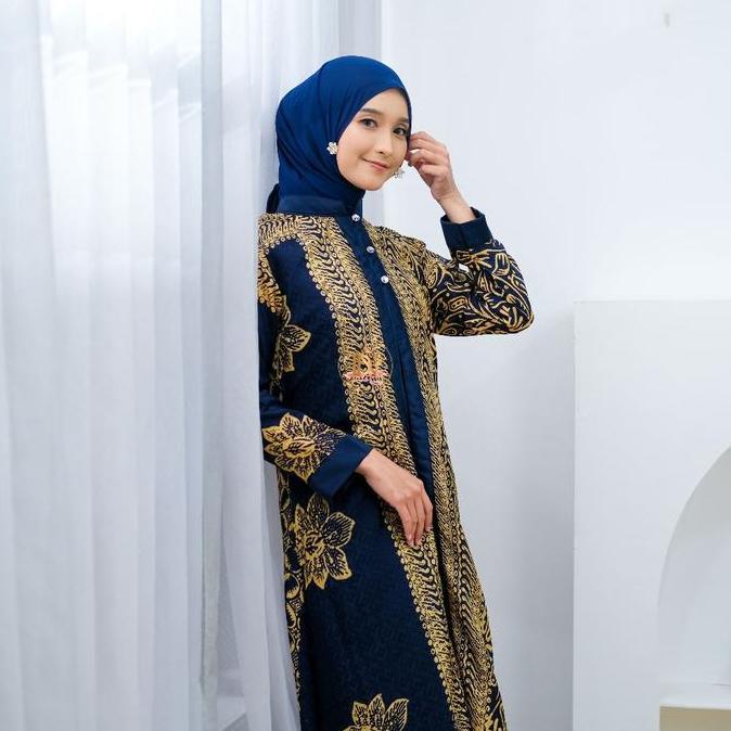 OUTER GAMIS BATIK by Diana Batik Trusmi Kancing Maxmara Motif Panjang Mewah Lembut