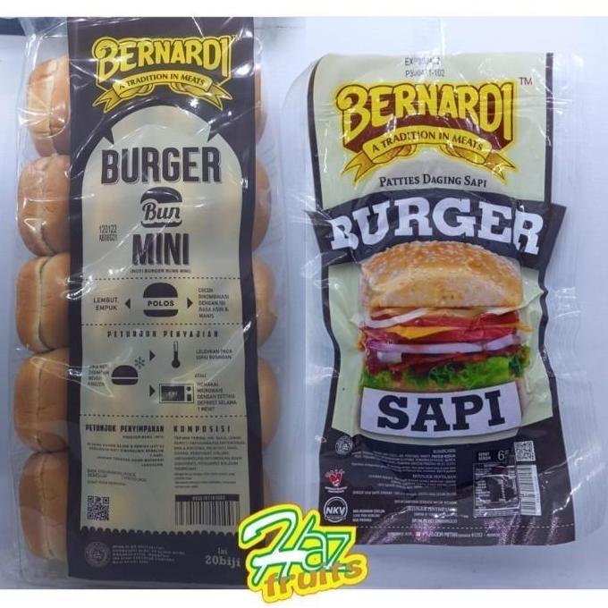 Paket Burger mini Bernardi 20 pcs (Daging Burger dan Roti Burger @ 20