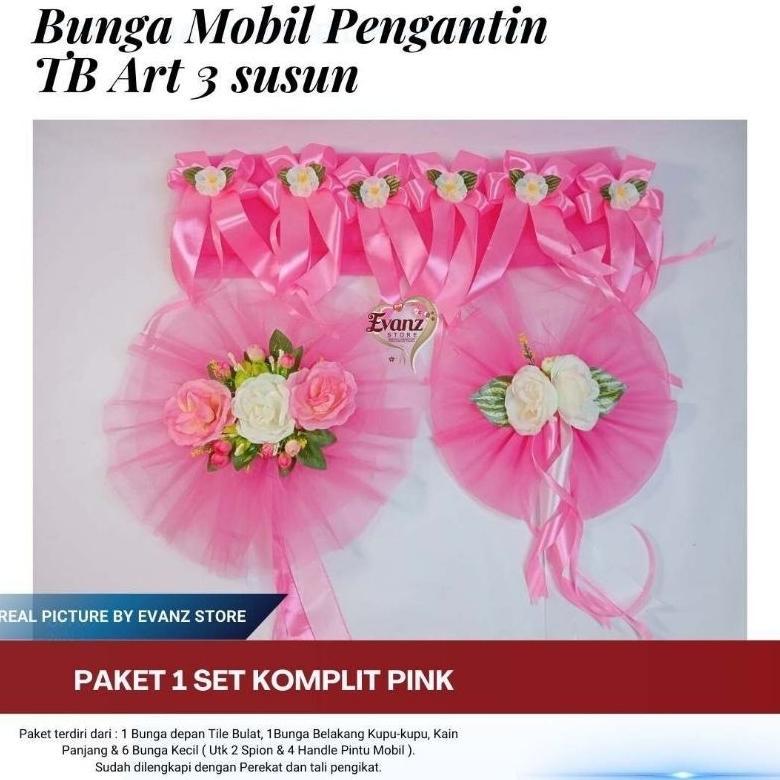 Grosir Bunga Mobil Pengantin 3 Art Tb / Karangan Bunga Mobil Pernikahan/ Bouquet Wedding / Bunga Hia