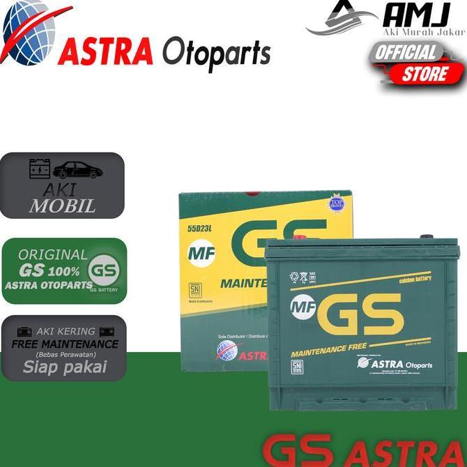 TERLARIS - GS MF Astra Aki Mobil Mazda 2 55D23L - 60Ah Aki Kering