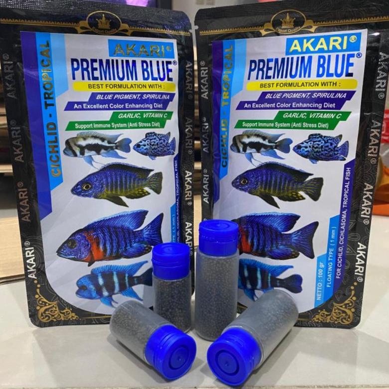 Pelet Akari Premium Blue Red Yellow Maxi 1mm 2mm Chichlid Repack