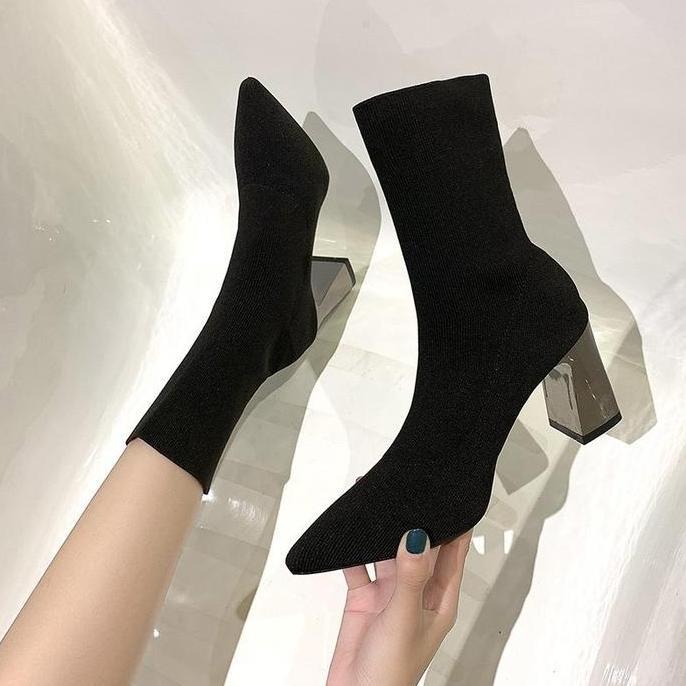 Murah Sepatu Bot Wanita Korea Warna Hitam Fashion Modern 235