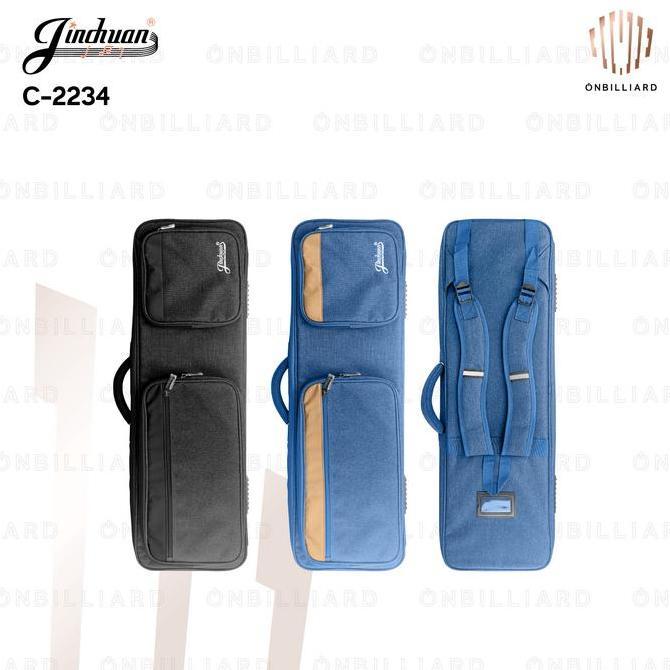 JINCHUAN C-2234 Tas Stick Billiard 3x4 Cue Soft Case 3 Butt 4 Shaft 7 Lubang Sekat Kain Billiard Bil