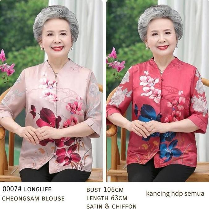 Blouse CNY Longlife TM 0007 atasan cheongsam baju nenek orang tua import model chinese fashion acara