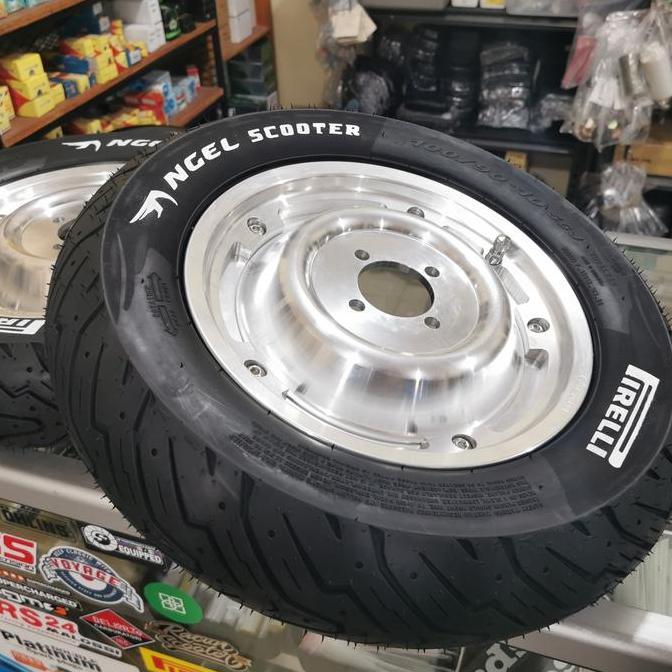 Velg Tubeless Vespa VBB Polish Ring 10 GS V3 set Ban Pirelli angel