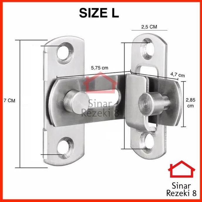 Ironbig- Grendel Sudut Kait L Stainless Cantol Pintu Pengaman Kamar Jendela Wc