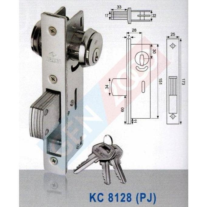 Ironbig- Aluminium Lock Kc 8128 Dekkson Kunci Pintu Swing Aluminium Kc-8128