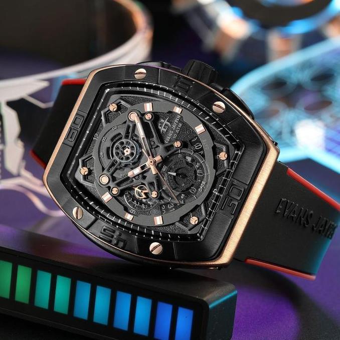 Evans Jayden Jam Tangan Pria 9549 Rubber Silicon Kaca Sapphire Chronograph Water Resistant 10 ATM Wa