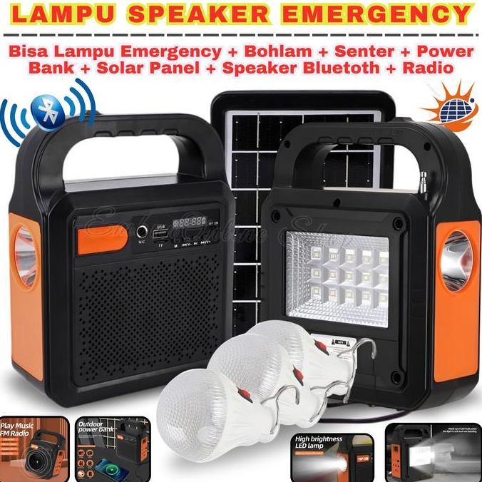 Solar Light Lampu Senter Panel Surya YSF-200 Dengan 3 Bohlam - Solar Lighting System Lampu Emergency