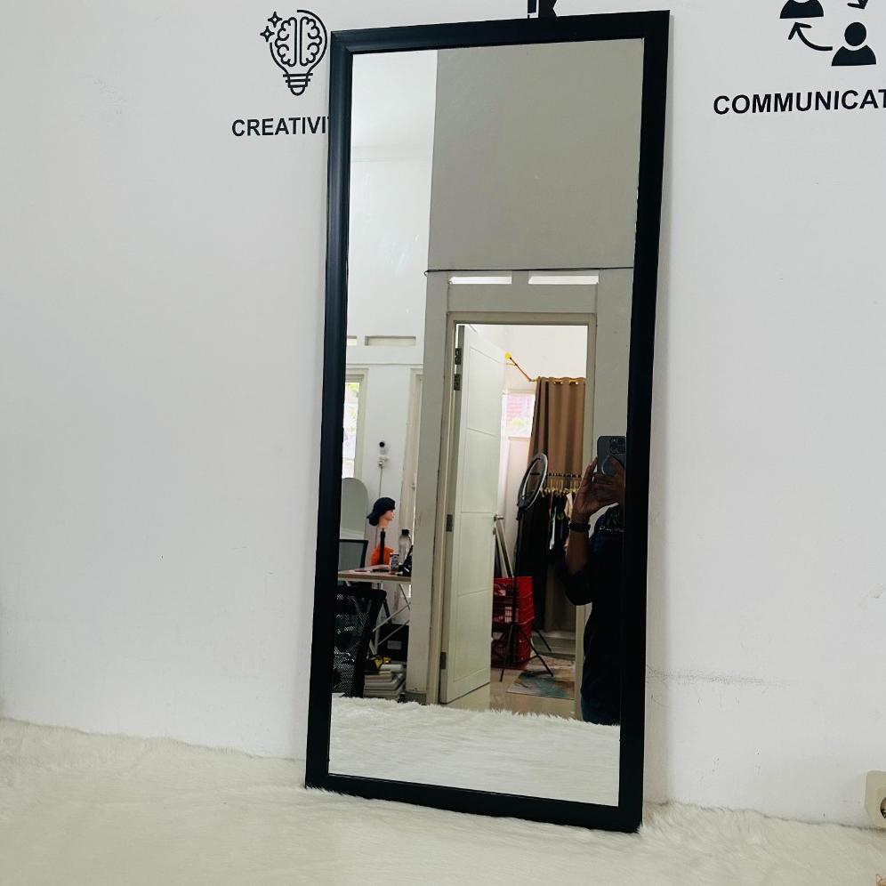 Cermin Kaca Tempel Gantung Dinding Aesthetic 50 X 100 CM Panjang Besar Frame Bingkai Kayu Rias Kaca 