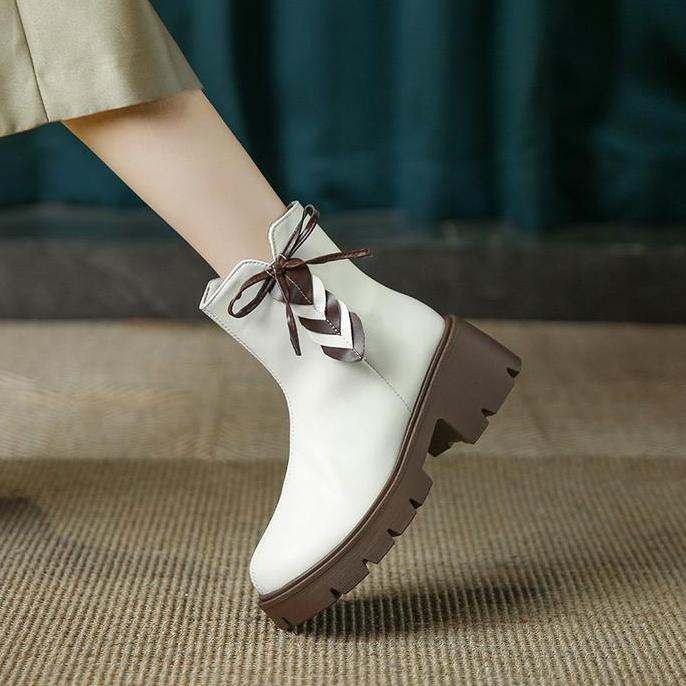 Unik Pinkey P230 Sepatu Boots Martin Resleting Wanita Boot Fashion Premium Quality Shoes Hitam Putih