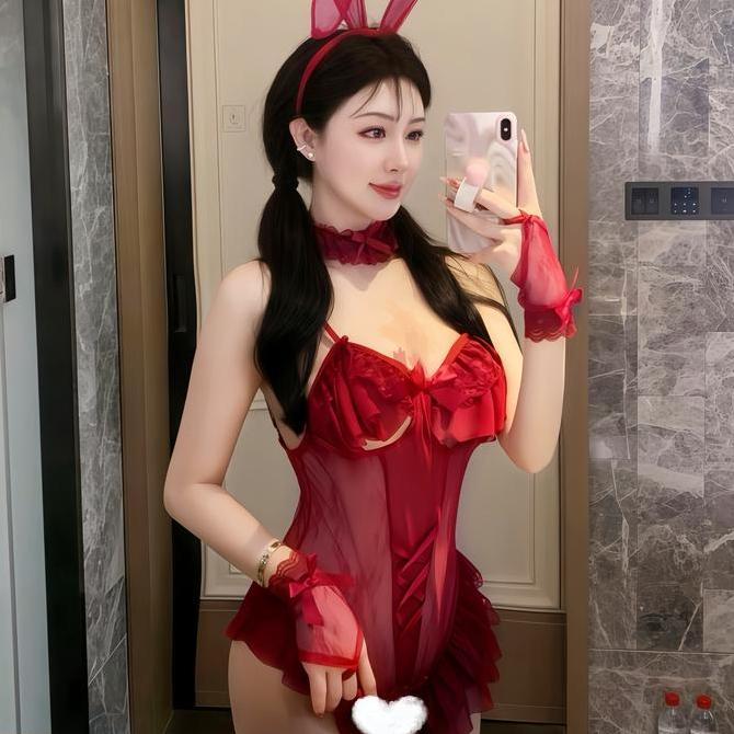 janisetyovikgeh - merasalove seragam gadis kelinci berenda rok renda pakaian kencan pasangan baju di