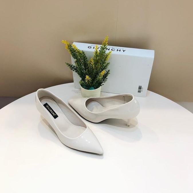 Premium Sepatu High Heels Wanita Vincamore Freya Lancip Tertutup Simple Terbaru Polos Hak 7Cm Size 3