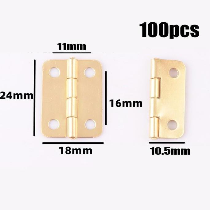 Kalisawungu7 - 100Pcs Engsel Kotak Perhiasan Engsel Kecil 22 X 15Mm 24 X 18Mm Engsel Mini Engsel Kot