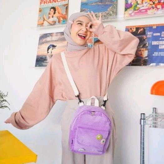 Himeku Yomi Mini Corduroy Backpack - Tas Kecil - Tas Hangout - Ransel Corduroy Wanita