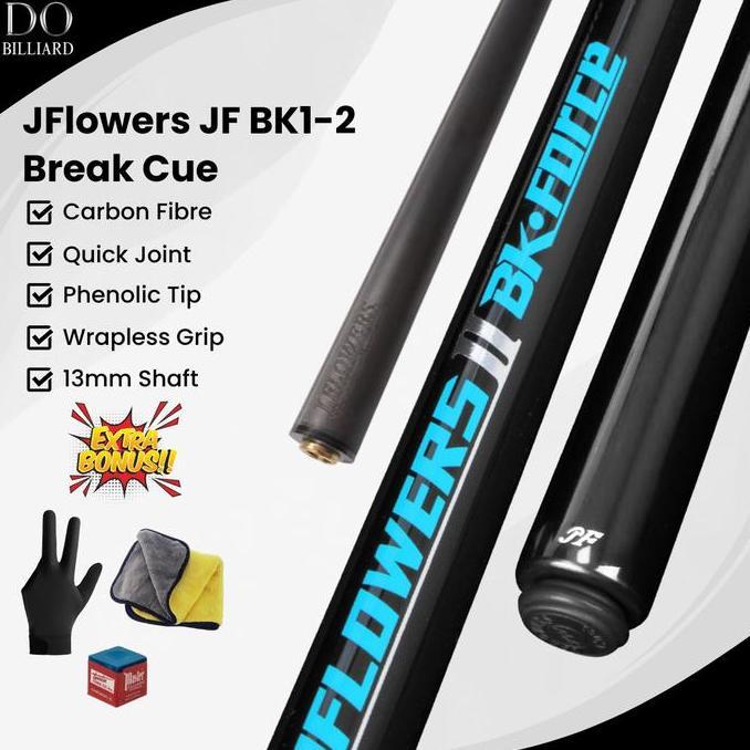 Stick Billiard JFLOWERS JF BK1-2 Break Cue Wrapless Grip Carbon Fiber Shaft Stick Billiard / Stick J