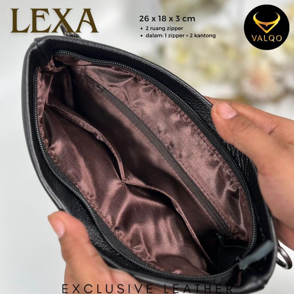 TERBARU VALQO LEXA CLUTCH KULIT SAPI MOTIF BATIK POUCH KULIT HANDBAG WANITA PRIA TAS TANGAN