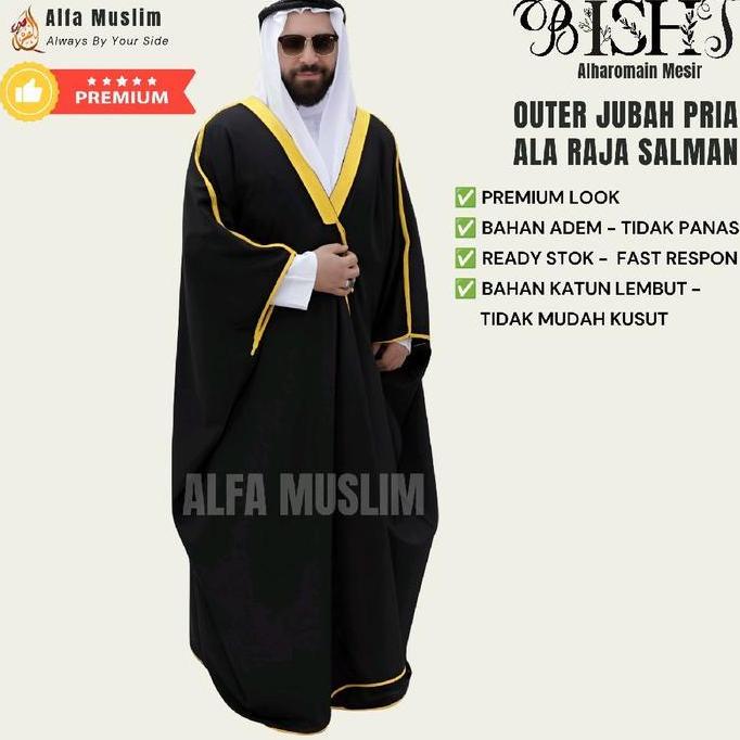 Termurah / Hot Sale Bisht Premium, Bisht Ala Raja Salman, Luaran Jubah Pria, Outer Jubah Khas Pemimp