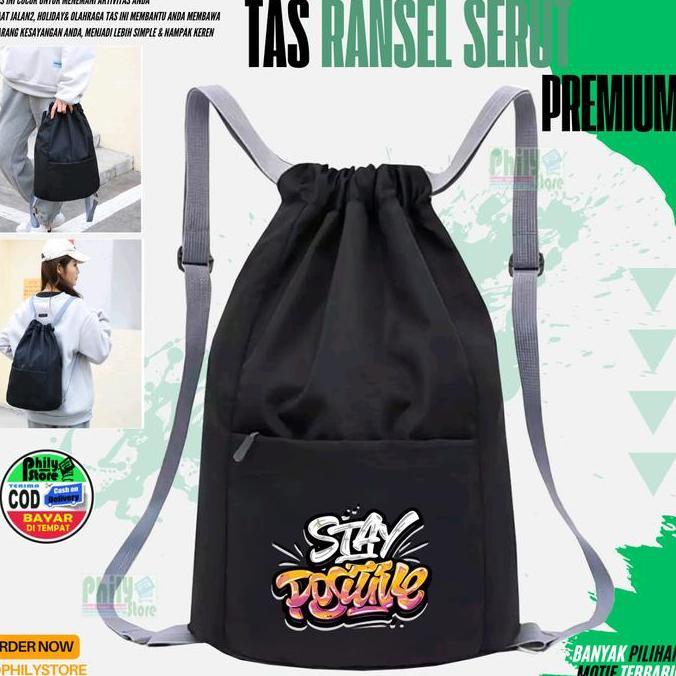 TAS SERUT OLAHRAGA WANITA/ PRIA DRAWSTRING BACKPACK Tas Serut Olahraga Pria & Wanita