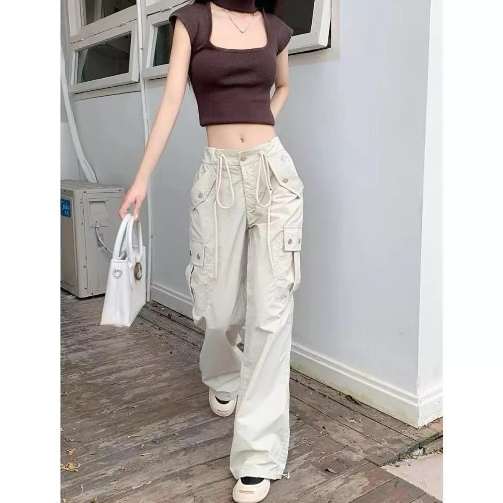 PREMIUM LILY CARGO PANTS - CELANA WANITA CARGO - CELANA KOREAN STYLE - CELANA CARGO KOREAN HIGHWAIST