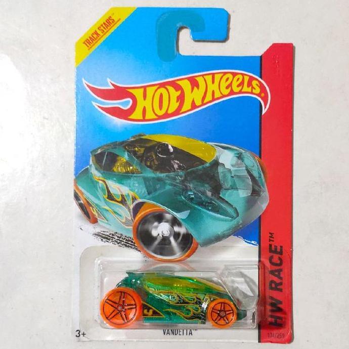 Hotwheels Hot Wheels Vandetta hijau transparan orange 2014 HW Race base besi