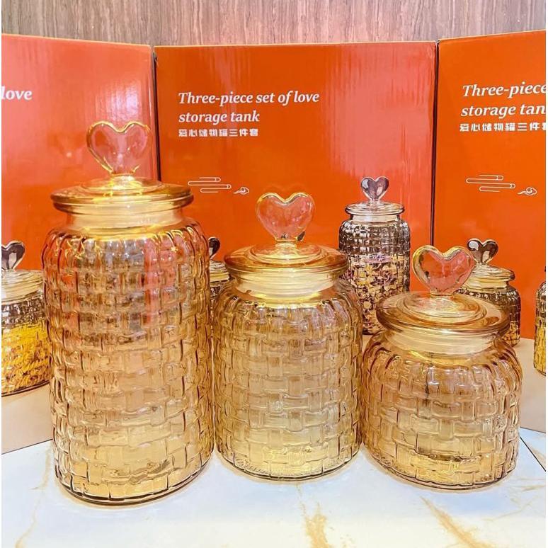 s Snack Kaca Set 3In1 / Tempat Kue Kering Set 3 Kaca