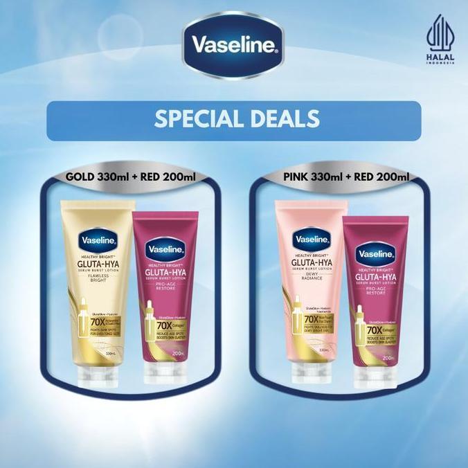 Sale Deals Vaseline Gluta Hya Flawless Bright 330Ml + Vaseline Gluta Hya Proage 200Ml / Vaseline Glu
